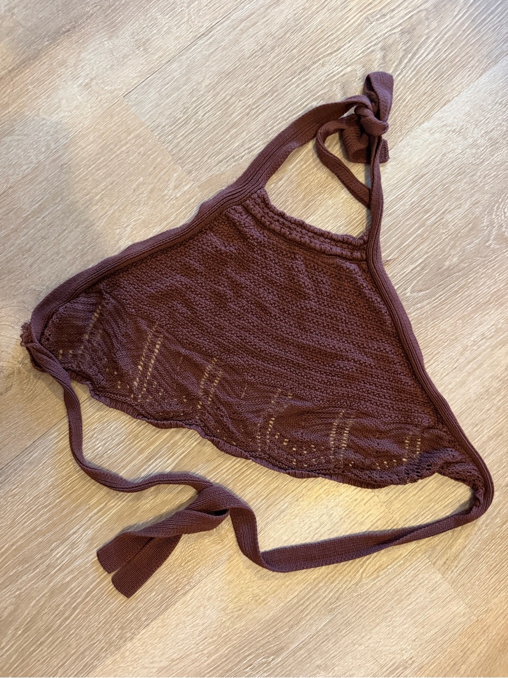 Princess Polly Chocolate Brown Crochet Halter Crop Top